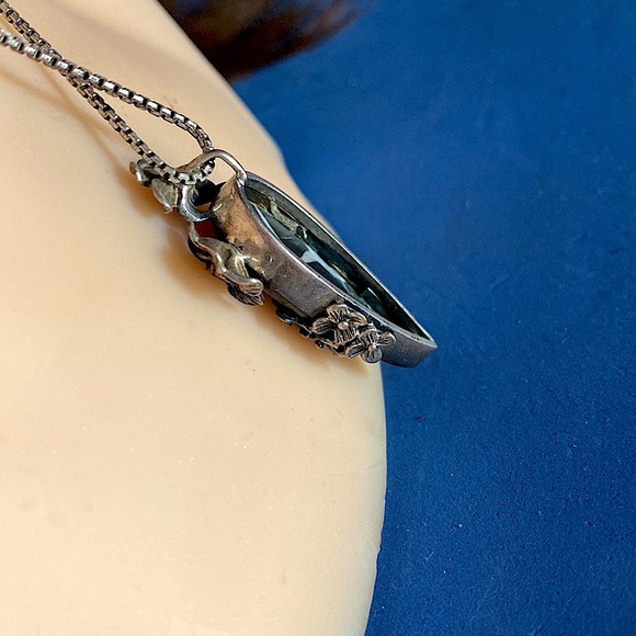 SOLD.  Fantastic Septarian Geode with Delicate Silver Flowers - Picture 7 of 9